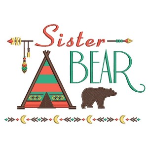 Sister Bear Tribal Applique Machine Embroidery Design Digitized Pattern